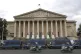 Police vans park outside the National Assembly during the se