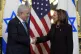 Vice President Kamala Harris (right) shakes hands with Israe