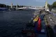 Watercraft and buoys sit along the Seine river as the triath