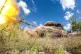 A Russian tank fires towards Avdiivka direction from an undi