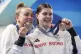 Britain's Andrea Spendolini Sirieix and Lois Toulson pose wi
