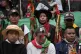Indigenous people gather for a press conference at the end o