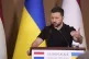 Ukrainian President Volodymyr Zelenskyy speaks during a join