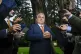 Hungarian Prime Minister Viktor Orban talks to reporters at 