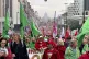 Workers of the German automaker Audi protest the threat of m
