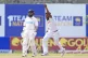 Sri Lanka's Prabath Jayasuriya (right) celebrates the wicket