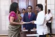 National People's power lawmaker Harini Amarasuriya, 54 (lef