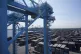 Shipping containers are stacked in the Port of New York and 