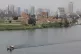 A fisherman's boat sails along the River Nile in Cairo, Egyp
