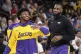 Los Angeles Lakers guard Bronny James (left) and forward LeB