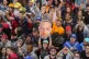 Fans display a cut of Mercedes driver Lewis Hamilton of Brit