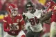 Kansas City Chiefs quarterback Patrick Mahomes (15) works un