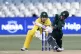 Pakistan's Saim Ayub (right) hits a six in front of Australi