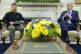 President Joe Biden (right) listens as Ukraine's President V