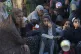 Palestinians queue for food in Deir al-Balah, Gaza Strip, No