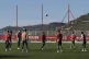 The main team players begin their warm-up at the AS Monaco t