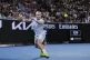 Jack Draper of Britain plays a backhand return to Aleksandar