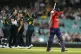 England's Sophie Dunkley (right) walks off after losing her 