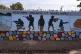 A mural reading 