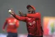 England's Jofra Archer reacts as he fails to take the catch 
