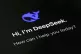 The smartphone apps DeepSeek page is seen on a smartphone sc