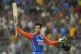 India's Abhishek Sharma acknowledges the crowd as he leaves 