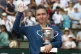 Simona Halep celebtrates with the trophy at the French Open 