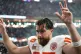 Kansas City Chiefs tight end Travis Kelce walks off the fiel