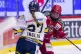 HV71's Teghan Inglis (left) challenges Modo's Alexie Guay du