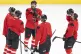 Canada's Sidney Crosby (87) speaks to teammates during pract