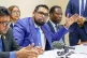 Guyana's President Irfaan Ali speaks during a press conferen