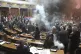 In this grab taken from video provided by RTS Serbia smoke b