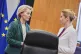 European Commission President Ursula von der Leyen, left, sp