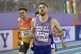 Neil Gourley crosses the finish line to win a men's 1500 met