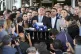 Brazil's former President Jair Bolsonaro speaks to the press