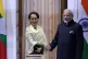 Myanmar leader Aung San Suu Kyi attends a meeting with India