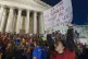 Teachers strike outside of the capitol building in Charlesto