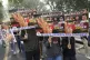 Congress party supporters hold a banners during a protest ag