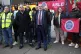 Aslef general secretary Mick Whelan (centre) on the picket l
