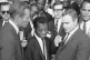 LANDMARK: James Baldwin, flanked by actors Charlton Heston (