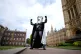 Count Binface posing outside Parliament on College Green, ce