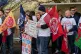 Members of the Fire Brigades Union (FBU) protest against Mid