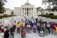 Nearly one hundred protestors gather at the state capitol bu