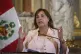 Peruvian President Dina Boluarte speaks to the press during 