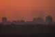 Destroyed buildings stand in the Gaza Strip during the sunse