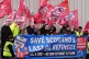 Members of Unite union take part in a demonstration to prote