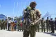 A Kenyan police officer, part of a UN-backed multinational f
