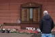 Floral tributes are left by the Hillsborough Memorial at Anf