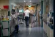 A general view of staff on a NHS hospital ward at Ealing Hos