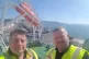 Thumbs up: Terry Hughes (left) takes a selfie at an unidenti